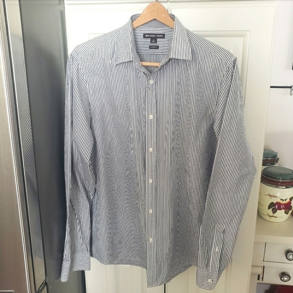 Michael Kors Striped Classic Fit Long Sleeve Casual Button Down - Picture 1 of 7